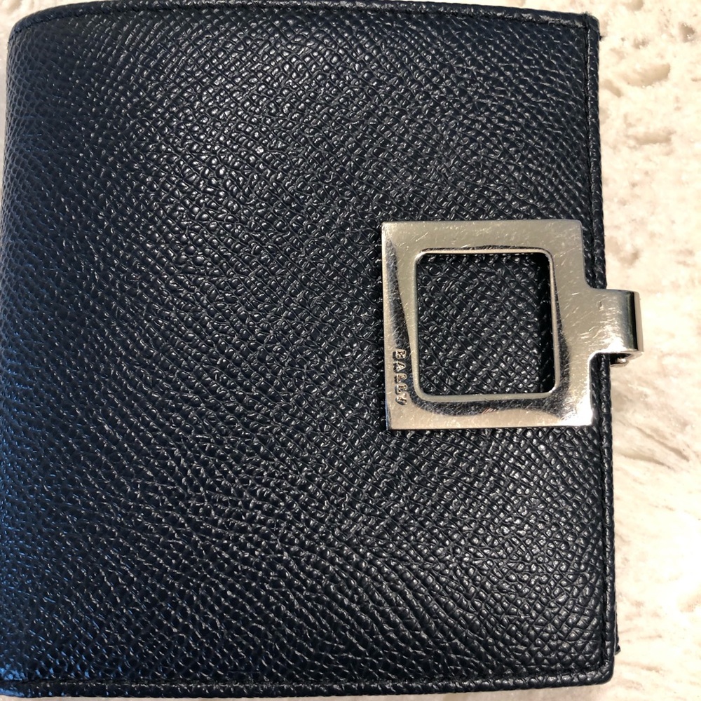 Bally unisex fold over wallet navy blue